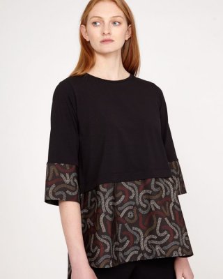 Carolyn Donnelly The Edit Squiggle Print Cotton Hem Top Carolyn Donnelly The Edit Squiggle Print Cotton Hem Top