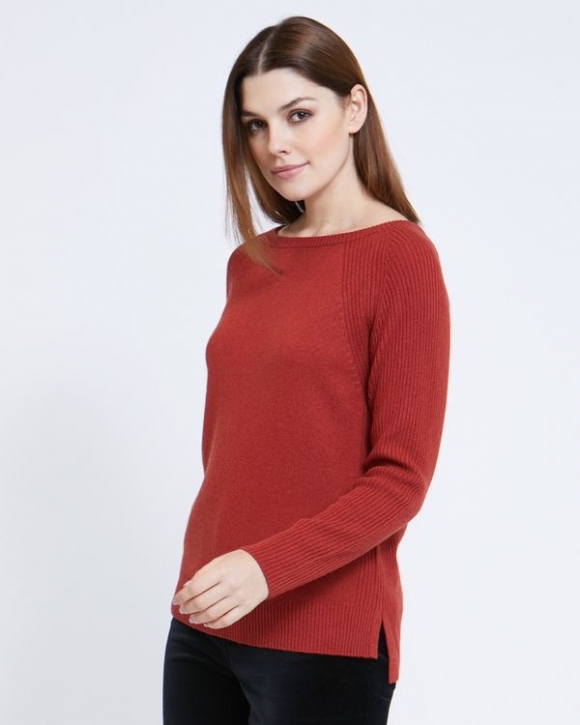 Paul Costelloe Living Studio Rust Boat Neck Rib Jumper Paul Costelloe Living Studio Rust Boat Neck Rib Jumper