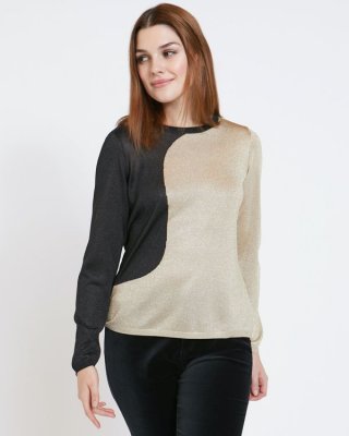 Paul Costelloe Living Studio Gold Lurex Two Tone Jumper Paul Costelloe Living Studio Gold Lurex Two Tone Jumper