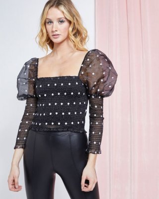 Savida Shirred Puff Sleeve Top Savida Shirred Puff Sleeve Top