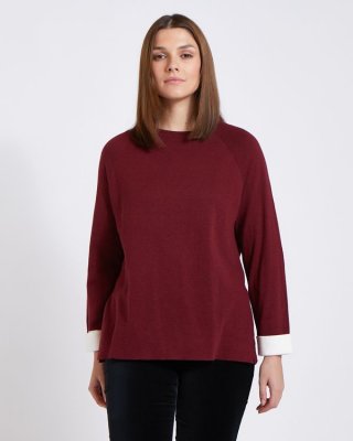 Paul Costelloe Living Studio Burgundy Side Vent Cotton Cashmere Jumper Paul Costelloe Living Studio Burgundy Side Vent Cotton Cashmere Jumper