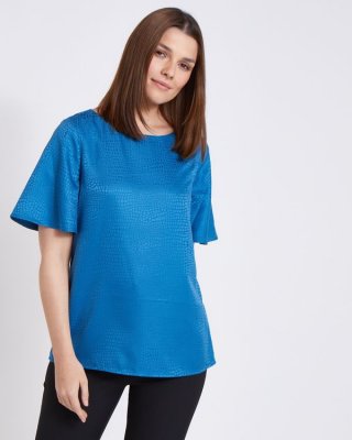 Paul Costelloe Living Studio Blue Flute Sleeve Top Paul Costelloe Living Studio Blue Flute Sleeve Top