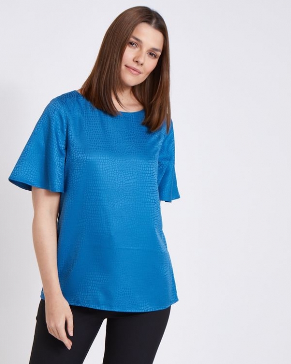 Paul Costelloe Living Studio Blue Flute Sleeve Top Paul Costelloe Living Studio Blue Flute Sleeve Top