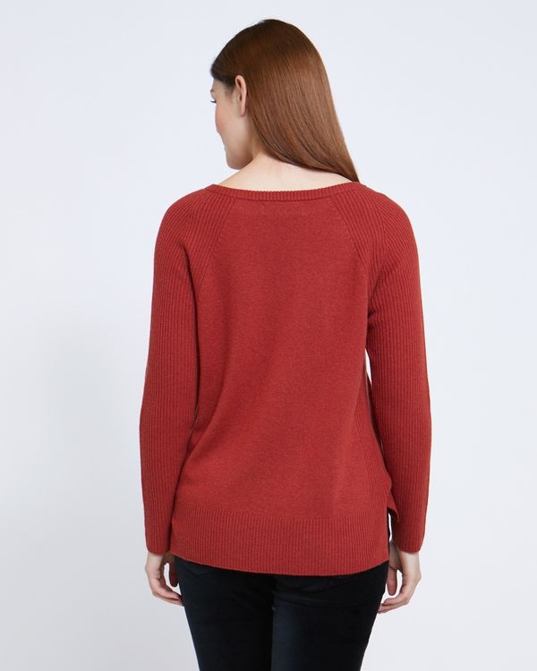 Paul Costelloe Living Studio Rust Boat Neck Rib Jumper