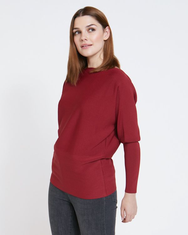 Paul Costelloe Living Studio Red Boat Neck Knit Jumper