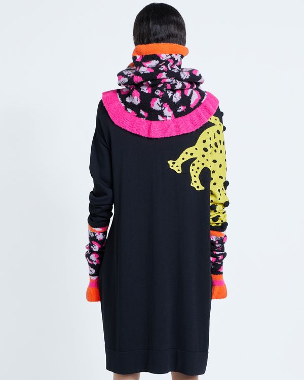 Joanne Hynes Leopard Mark Making Snood With Glorious Pink Frill
