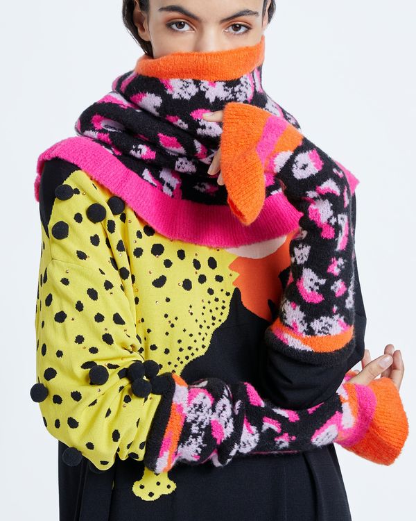 Joanne Hynes Leopard Mark Making Snood With Glorious Pink Frill