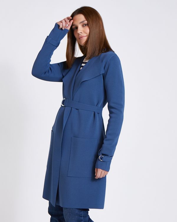 Paul Costelloe Living Studio Blue Viscose Belt Cardigan