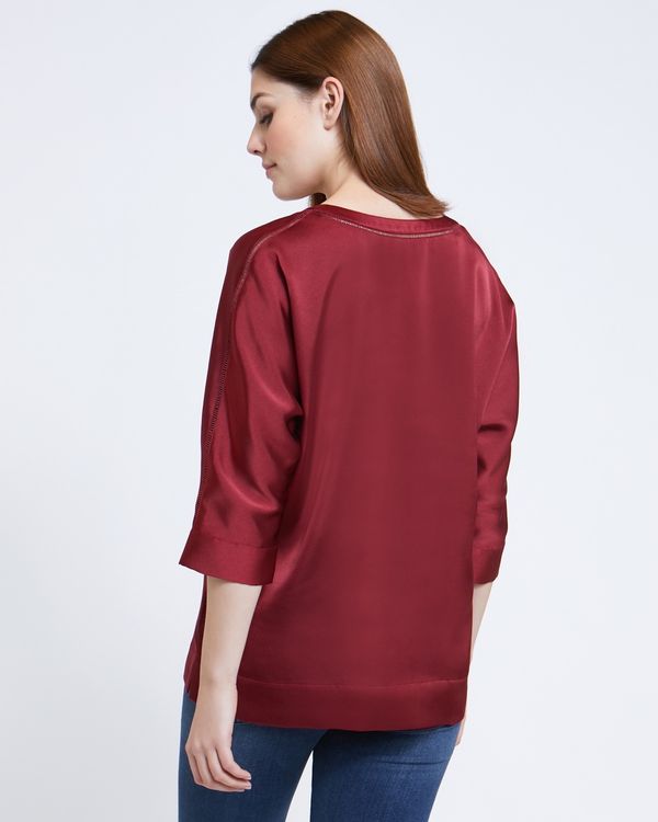Paul Costelloe Living Studio Red V-Neck Trim Top