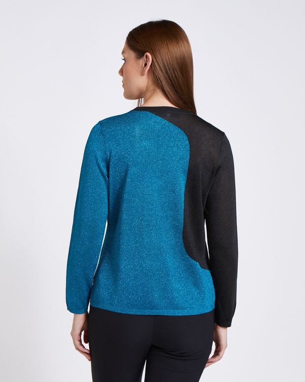 Paul Costelloe Living Studio Blue Lurex Two Tone Jumper