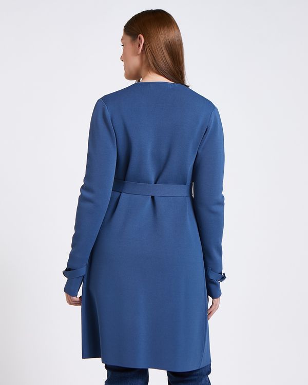 Paul Costelloe Living Studio Blue Viscose Belt Cardigan