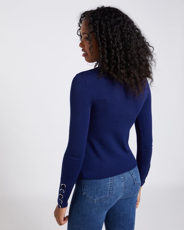 Savida Velvet Button Cuff Jumper