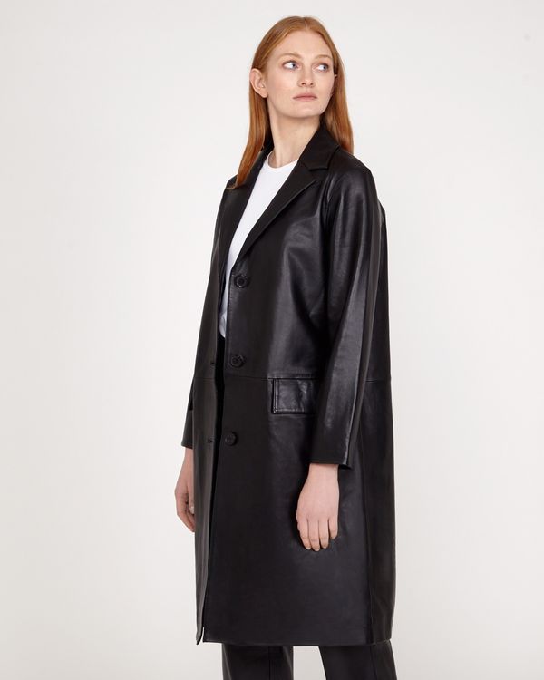 Carolyn Donnelly The Edit Leather Coat With Revere Collar