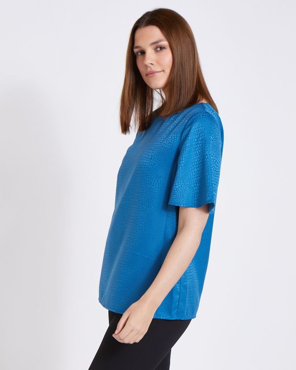 Paul Costelloe Living Studio Blue Flute Sleeve Top