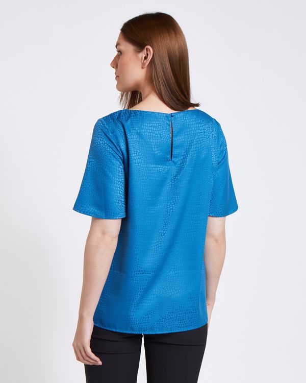 Paul Costelloe Living Studio Blue Flute Sleeve Top