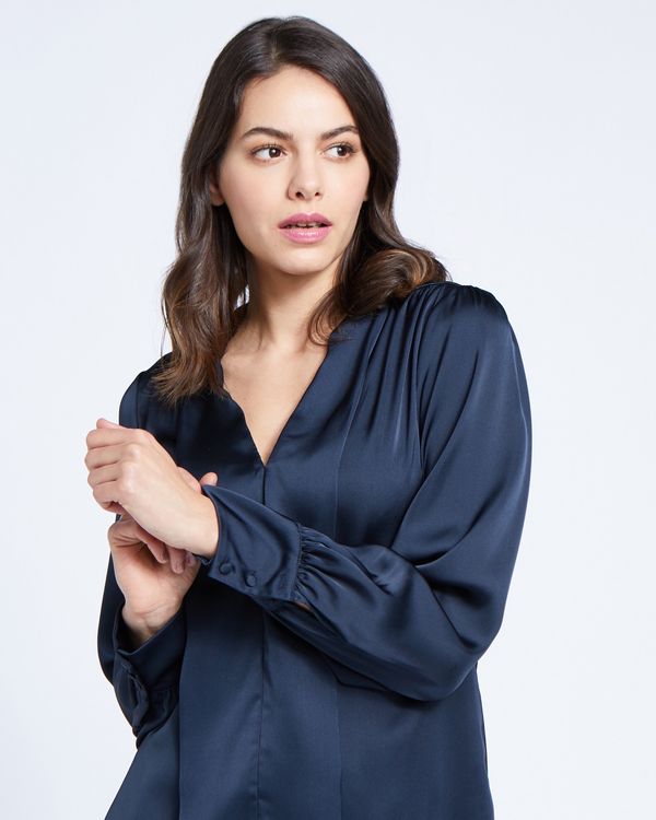 Paul Costelloe Living Studio Navy V-Placket Top
