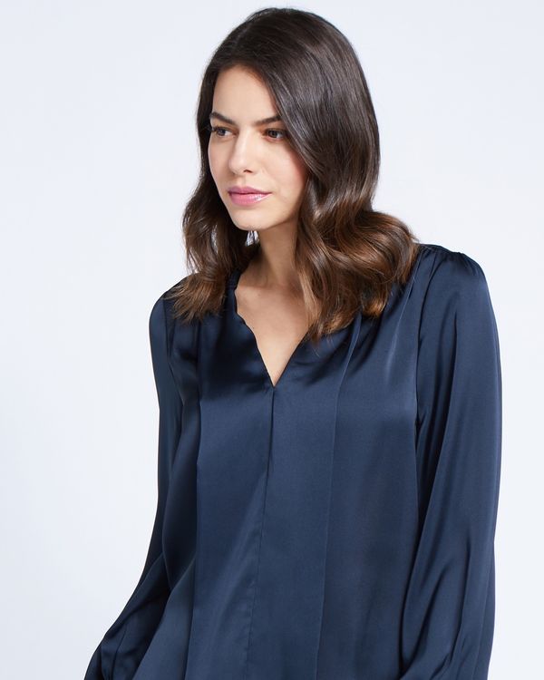 Paul Costelloe Living Studio Navy V-Placket Top